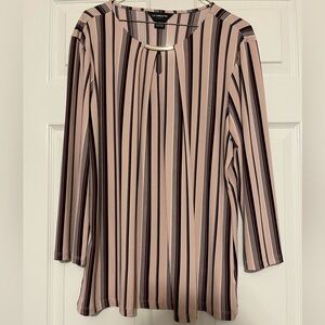 Liz Claiborne Blush Pink Striped Long Sleeve Top